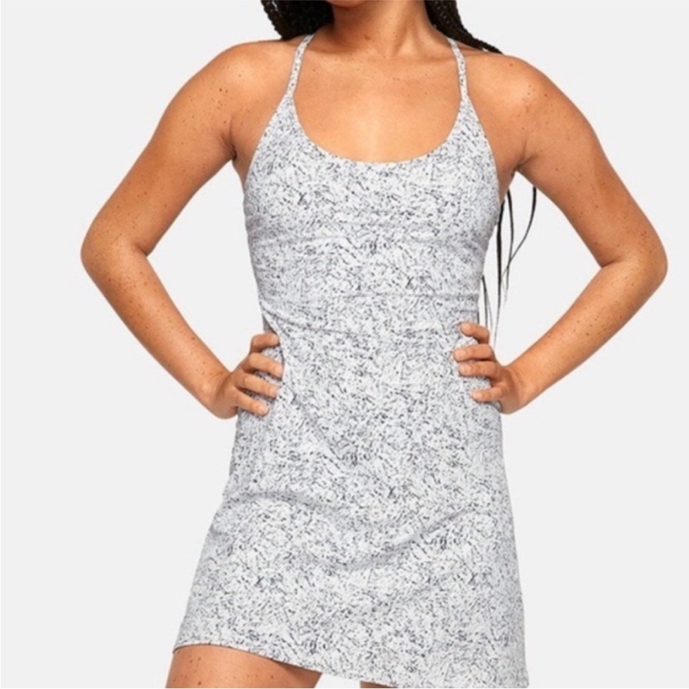 Outdoor Voices gray splatter pattern exercise racerback mini dress Size Small